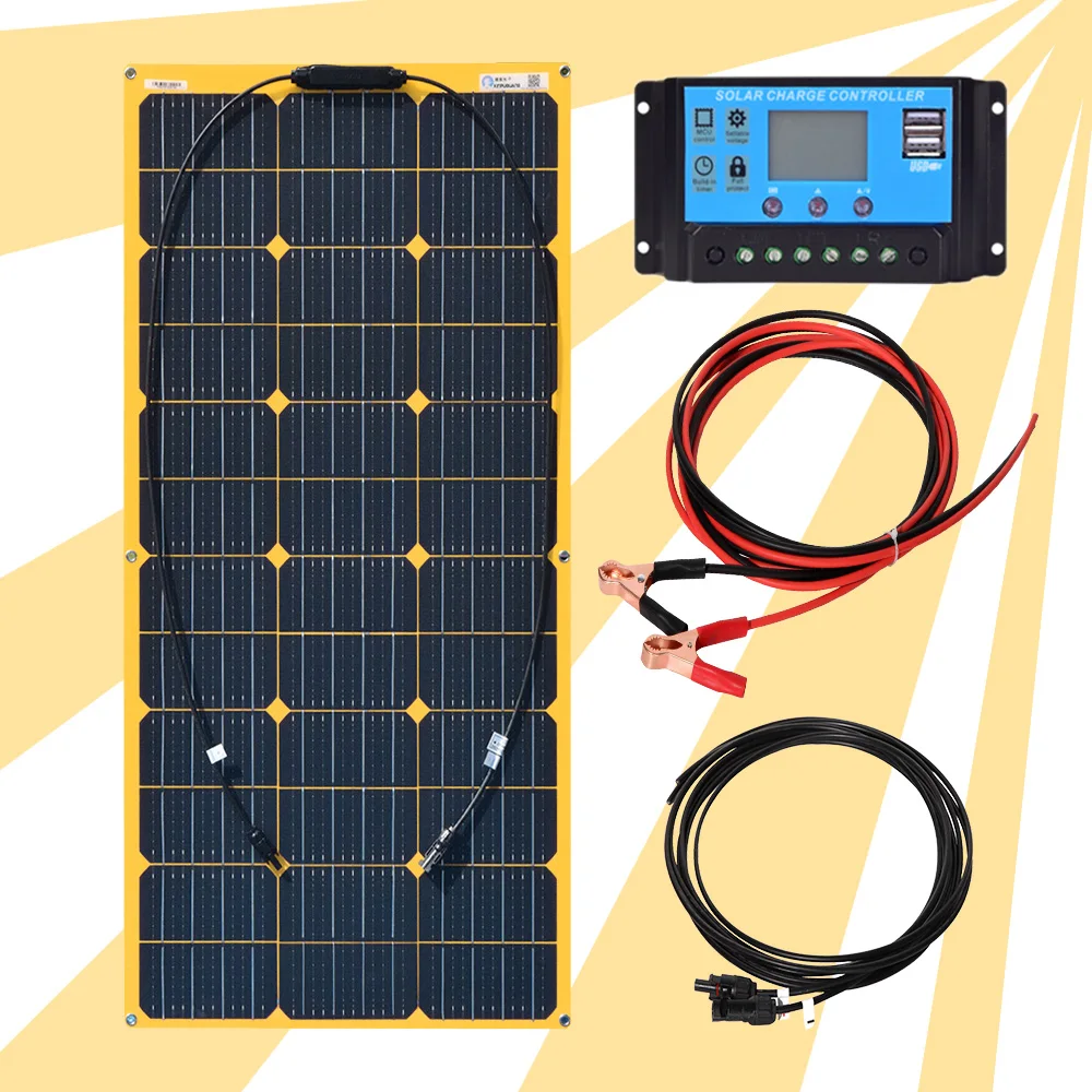 Fleixble солнечная панель батарея 12v 100w комплект полное зарядное устройство 5v usb для
