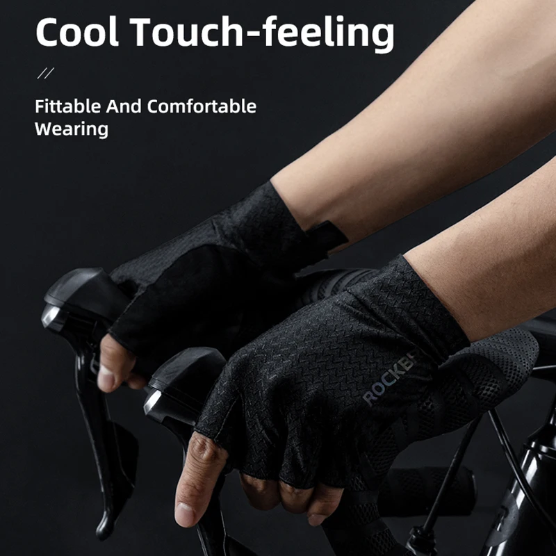 ROCKBROS Bicycle Gloves Summer Bike Glove SBR Pad Half Finger MTB Bike Men Women Anti-Slip Breathable Shockproof Sport Glove