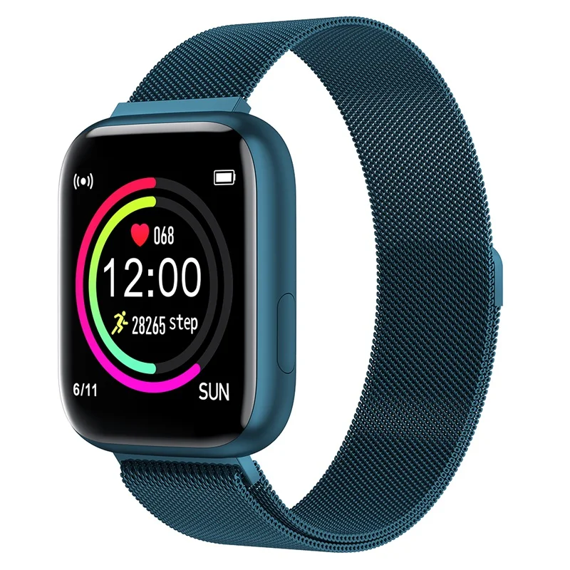Умные часы UTELITE P4, 1,4 дюймов, полный экран, сенсорный монитор сердечного ритма, кровяного давления, Водонепроницаемый Фитнес-трекер для Xiaomi Apple - Цвет: Blue steel
