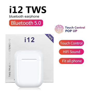 

i12 Tws Headphones Wireless Bluetooth 5.0 Touch Key Earphone Mini Earbuds With Mic Charging Box Sport Headset Fit all phones