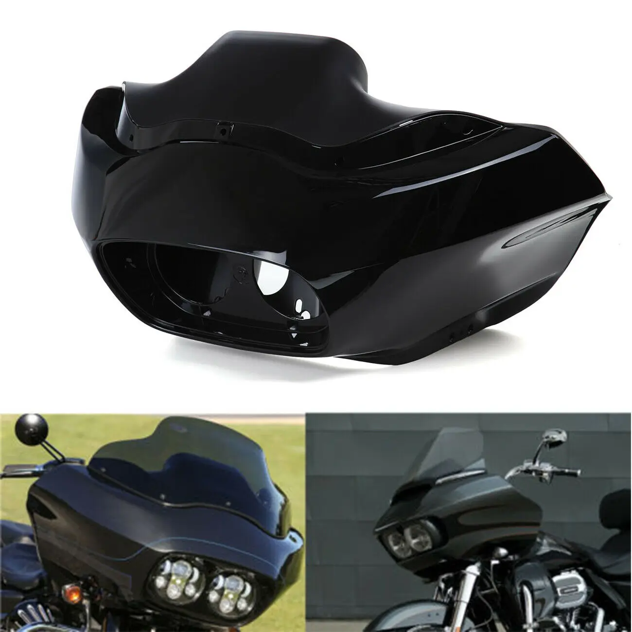 

For Harley Road Glide FLTR 1998-2013 Inner Outer Headlight Fairing Mask Front Cowl Fork Mount Motorcycles Parts Black