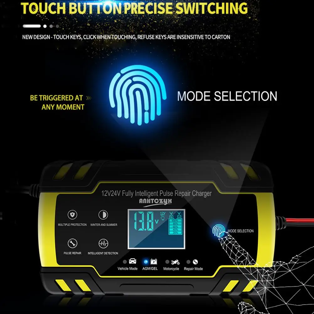 Cena Ładowarka samochodowa 3 etap 12V 24V inteligentny inteligentny wyświetlacz LCD motocykl ciężarówka automatyczna ładowarka do akumulatora samochodowego