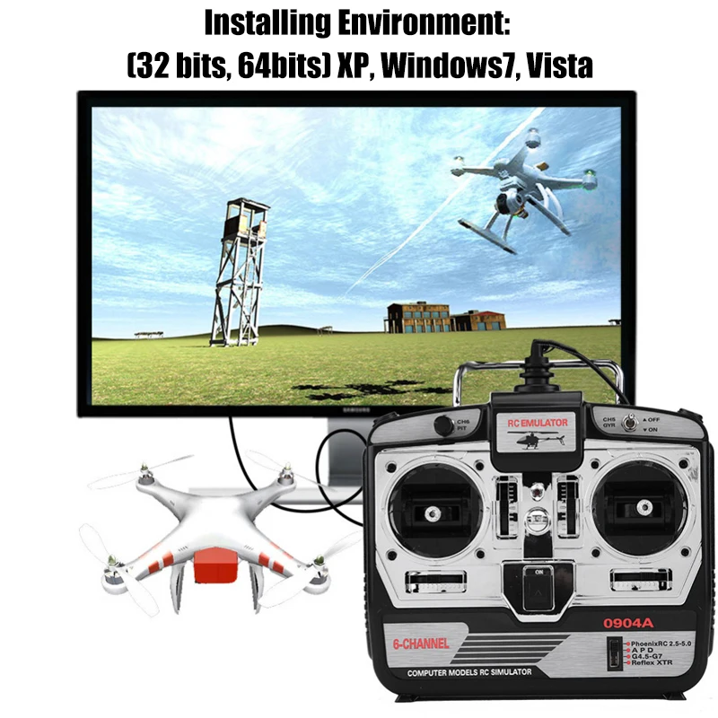 JTL-0904A 6CH/8CH RC симулятор полета поддержка Real RF7 G7 Phoenix 5,0 XTR пульт дистанционного управления Вертолет с фиксированным крылом Дрон(MODE2