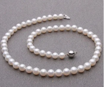 

gold clasp 8-8.5mm AAA White South Sea Round Pearl Necklace 17" LL002 Factory Wholesale price Women Gift word Jew