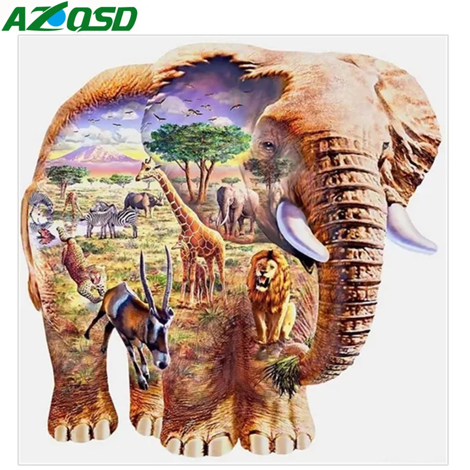 Алмазная вышивка AZQSD 5d животное алмазная живопись слон мозаика Набор для