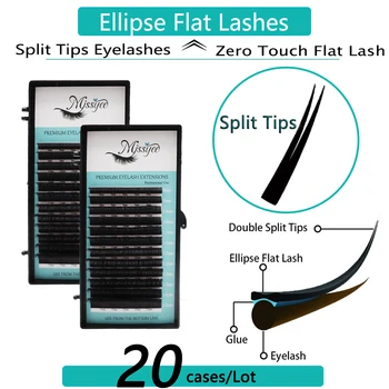 

20 Trays/Lot Mink Flat Eyelash Extensions Individual False Ellipse Eyelashes Extension Fake Mink Korean Lash supplies maquiagem