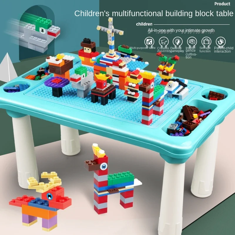 Children Multi-functional Product Wooden Desk Creative Diy Sizes Blocks Assembled Learning Table Kindergarten Educational Toys | Игрушки и