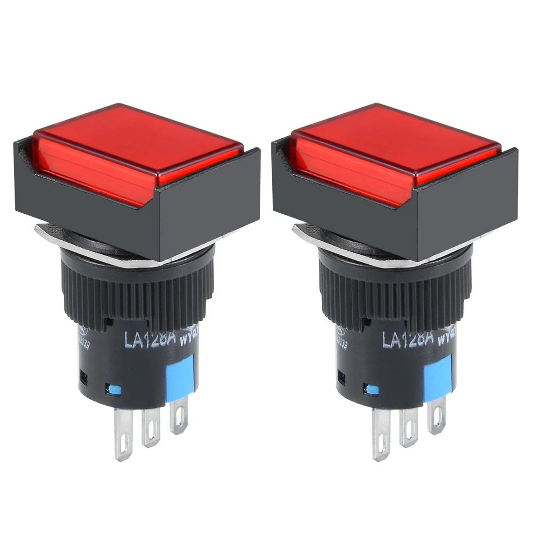 

uxcell 2Pcs 16mm Latching Push Button Switch Red Square Button DPST 1 NO 1 NC