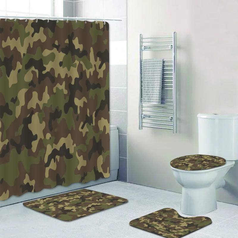 Bathroom Mat Details about   American soldiers in smoke Waterproof Fabric Bath Shower Curtain 