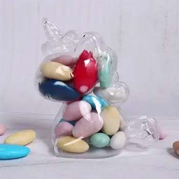 

12pcs Transparent Plastic Candy Box Unicorn Shape Sugar Containers Holder Party Supplies