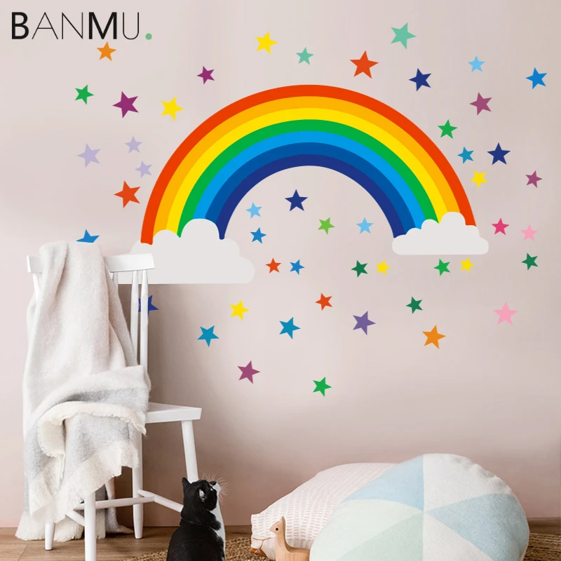 BANMU ПВХ детские радужные наклейки детский домашний декор DIY Детские Мультяшные