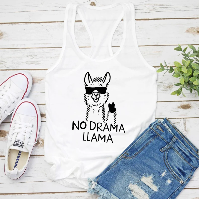 

Забавный женский топ без рукавов для тренировок с ламой No Drama