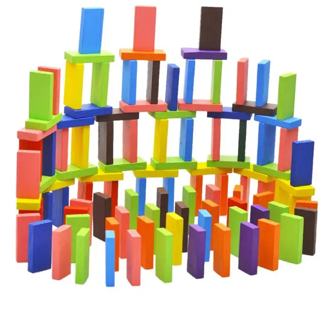 120Pcs/Set Colorful Dominoes Wooden Blocks Children Early Educational Play Toy Domino Block 6