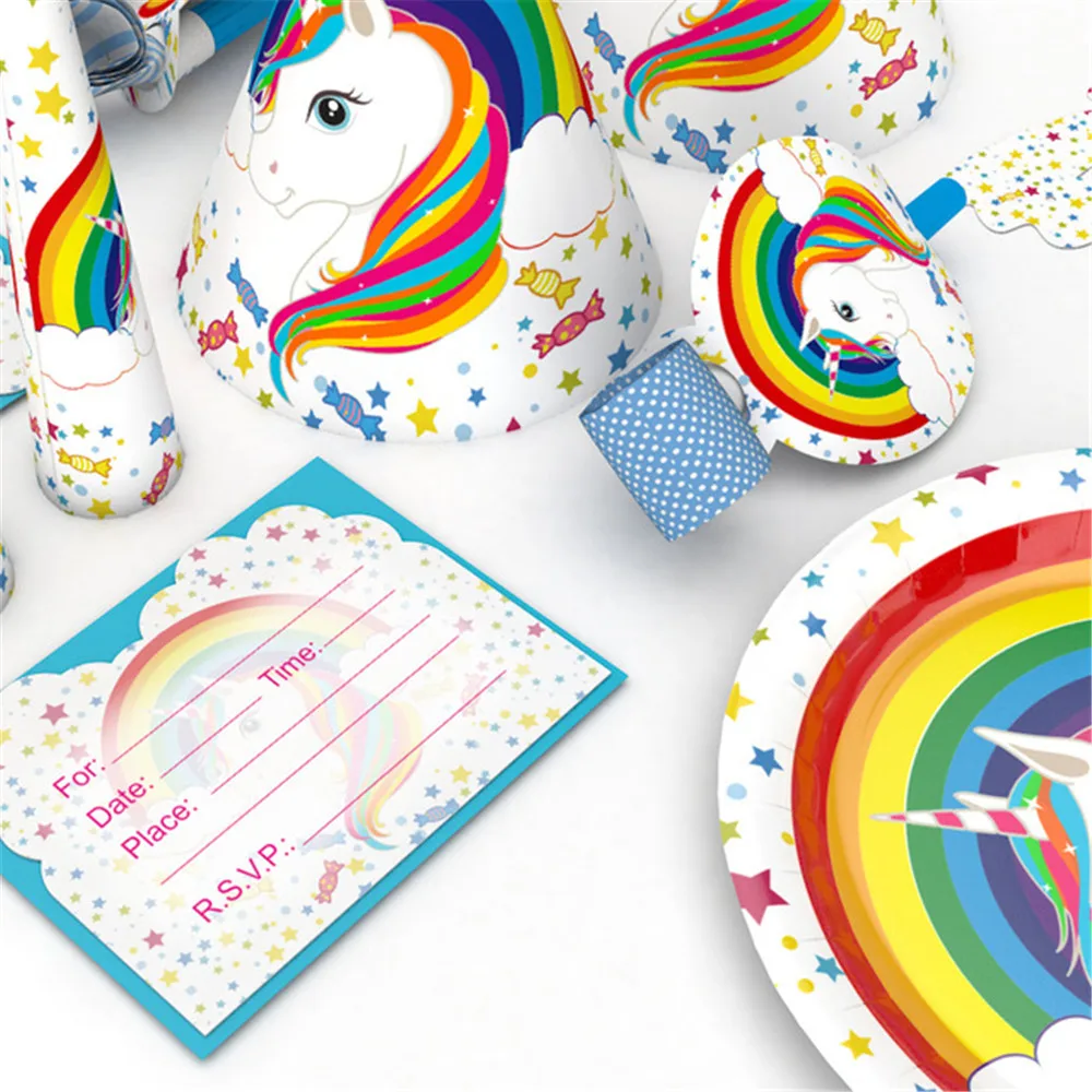  Children's baby birthday event invitation card invitation creative invitation unicorn theme design  - 4000232216058