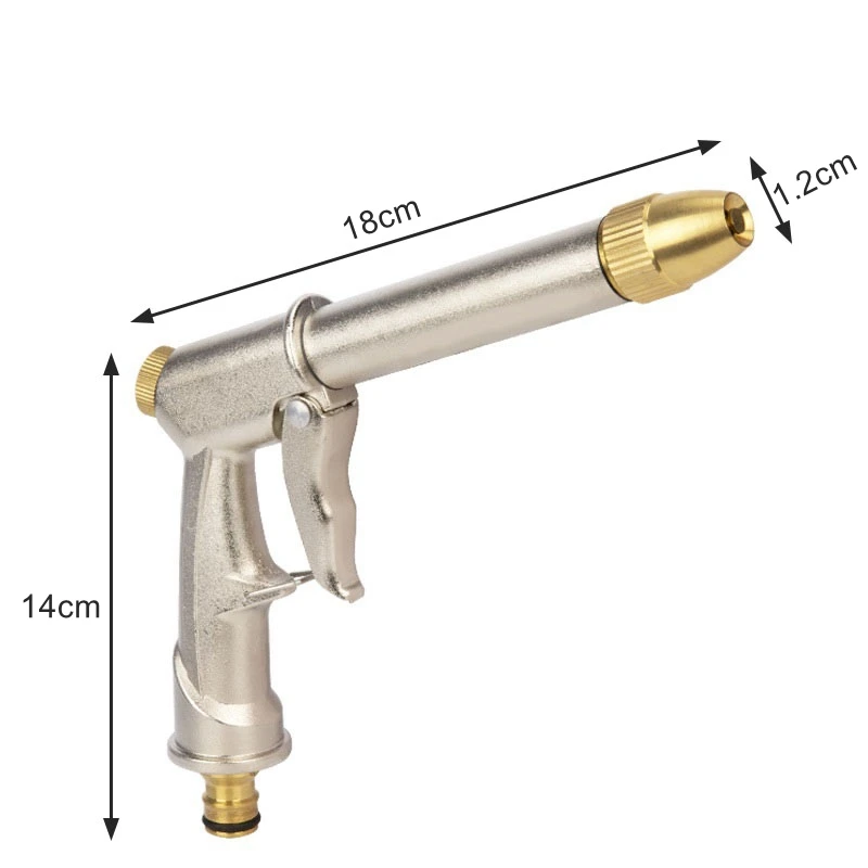 Metal Water Gun Electroplating Lengthened High Pressure Household Car Wash Nozzle Garden Irrigation Water Gun