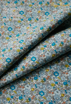 Wreaths blue 145x50 см пасторальная Цветочная саржевая хлопковая ткань DIY Детская одежда ткань для изготовления постельных принадлежностей одеяло украшение дома 160-180 г/м - Цвет: Wreaths blue