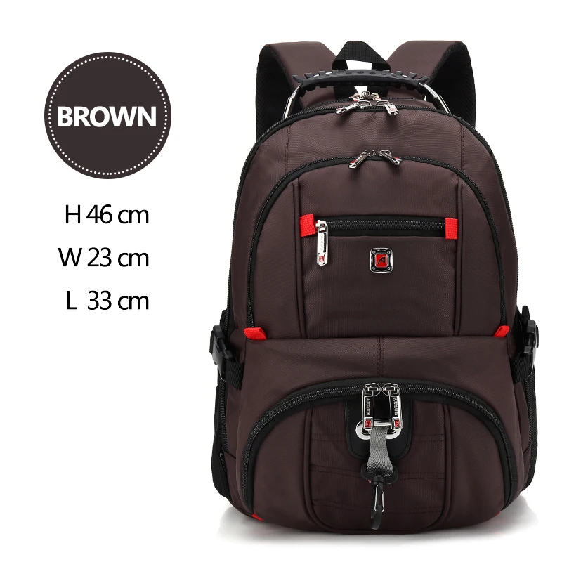 Brown Многофункциональная большая емкость Мужская сумка модная дорожная usb зарядка Водонепроницаемая Противоугонная 15,6 дюймов 17 дюймов ноутбук рюкзак для мужчин - Цвет: Brown