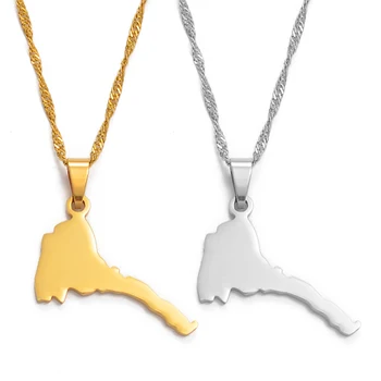

Anniyo 2.8CM Small Eritrea Map Pendant and Necklaces for Women Girl,Gold Silver Color Map of Eritrea Kids Chain Jewelry #006421B