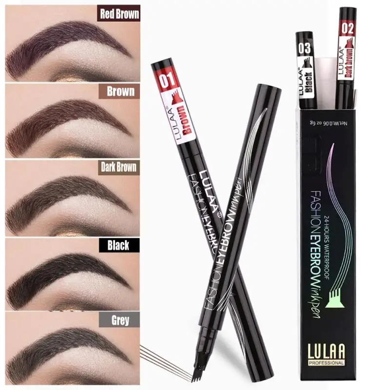 LULAA 2Pcs Four Heads Eyebrow Pen Waterproof Pencil Tattoo Tint Long Lasting Liquid Eye Brow | Красота и здоровье
