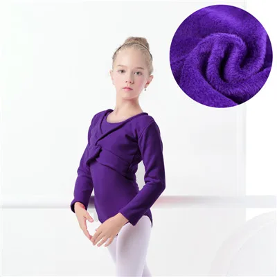 Purple Зимнее теплое трико для девушек, пальто, топы с длинными рукавами и высокой талией, балетная танцевальная куртка, детская одежда, танцевальная одежда для сцены, одежда для девочек - Цвет: Purple