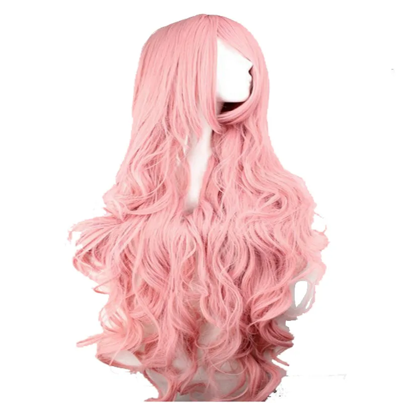 HAIRJOY синтетические волосы Вокалоид лука, косплей парик розовый красный вьющиеся парики с конским хвостом - Цвет: pink no ponytail