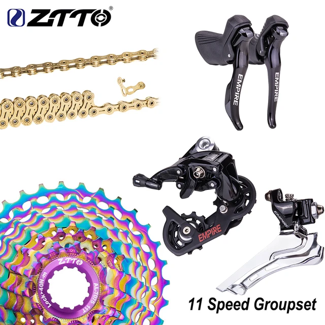 ZTTO 11 Speed Shifter Groupset 11s 28T Sivler/Rainbow k7 Road Bike Shifter Rear Derailleur set empire HG 11V hubbody compatible
