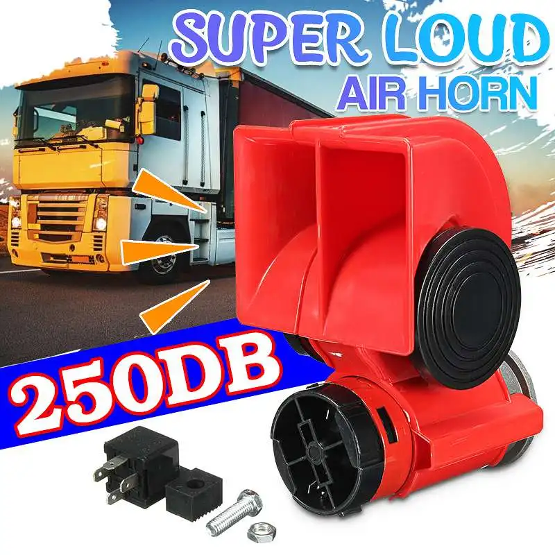 

12V 250DB Auto Twin Dual Tone Compact Air Horns Kit Car Truck Lorry SUV RV Train Caravan Boat Twin Tone Super Loud