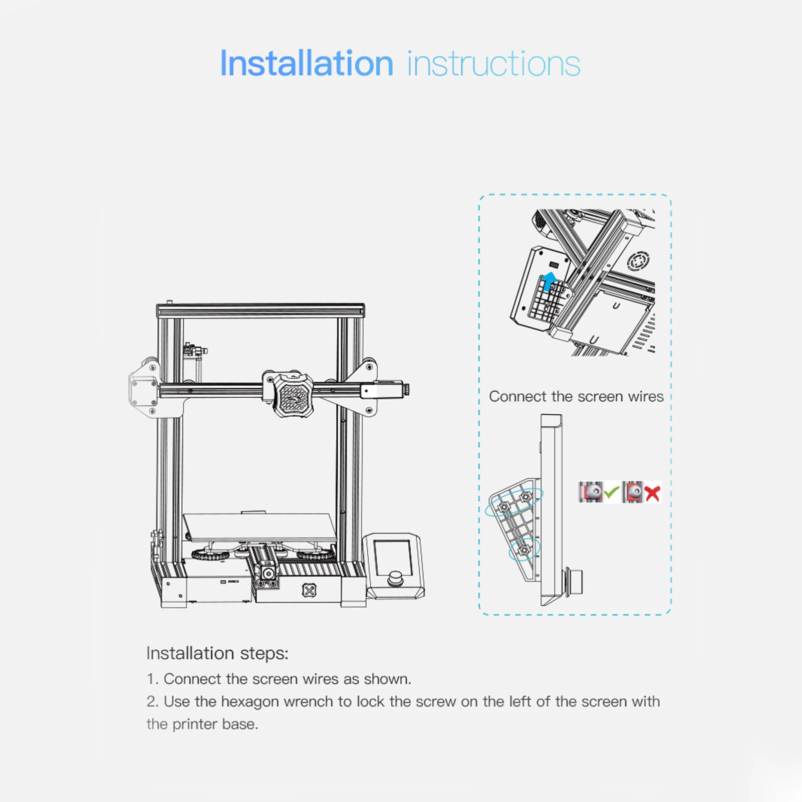 Creality Ender-3 V2 Screen Kit 4.3 Inch Color HD Display Screen User-friendly UI Interface for Creality Ender-3 V2 3D Printer hp plotter printhead