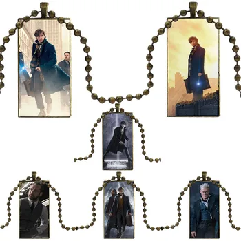 

For Women Men Fantastic Beasts Where Find Them Glass Cabochon Pendant custom name necklace Rectangle Fashion necklace