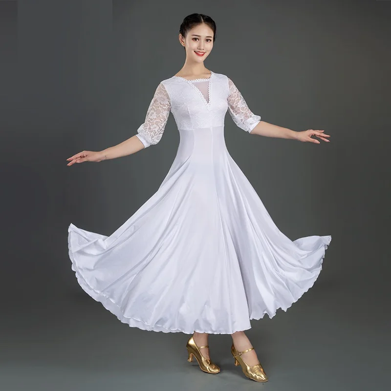 

white women standard Ballroom Dance Dress waltz dress for ballroom Dancing Tango Dance costumes Spanish Flamenco Dress