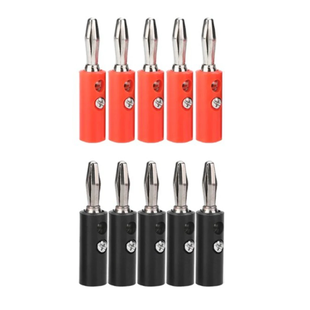 

10PCS 4mm Banana Plugs Connector Audio Speaker Screw Red Black Speaker Cable Wire Pin Banana Plug Connectors