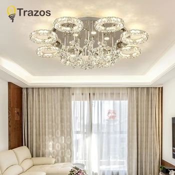 

Modern k9 crystal ceiling lights Three-colour Plafonnier LED lustre ceiling lamp for living room bedroom restaurant hotel bar
