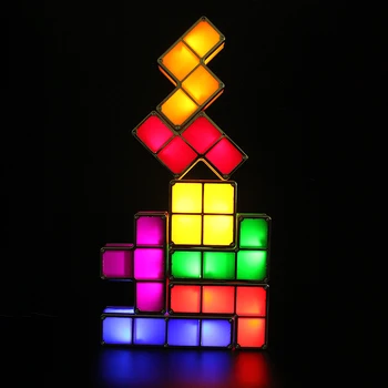

Dropship upgrade version DIY square night light stackable puzzle night light 7 pieces LED retro game tower baby color brick toy