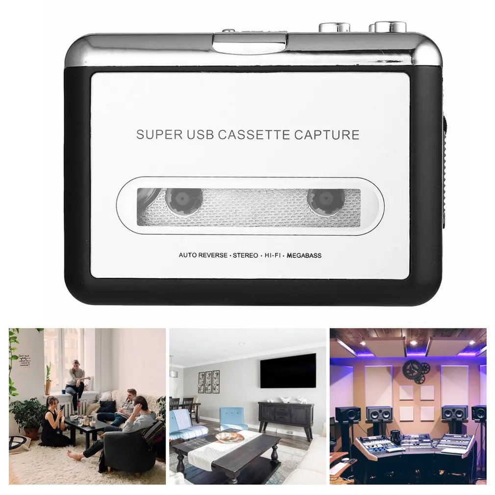 Top Quality USB2.0 Portable Tape to PC Super Cassette To MP3 Audio Music CD Digital Player Converter Capture Recorder+Headphone