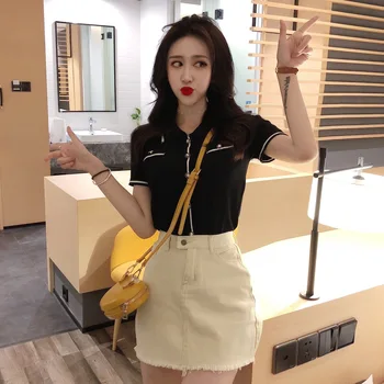 

A110-Summer new Korean version of the small fragrance style wild single-breasted lapel was thin short-sleeved knitted jacket