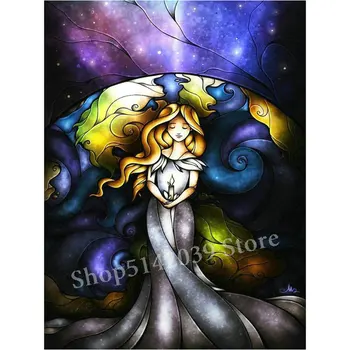 

Cartoon 5d diamond painting fairy full square drill girl fantasy color sticker diamond mosaic kids handmade crafts 60x80cm