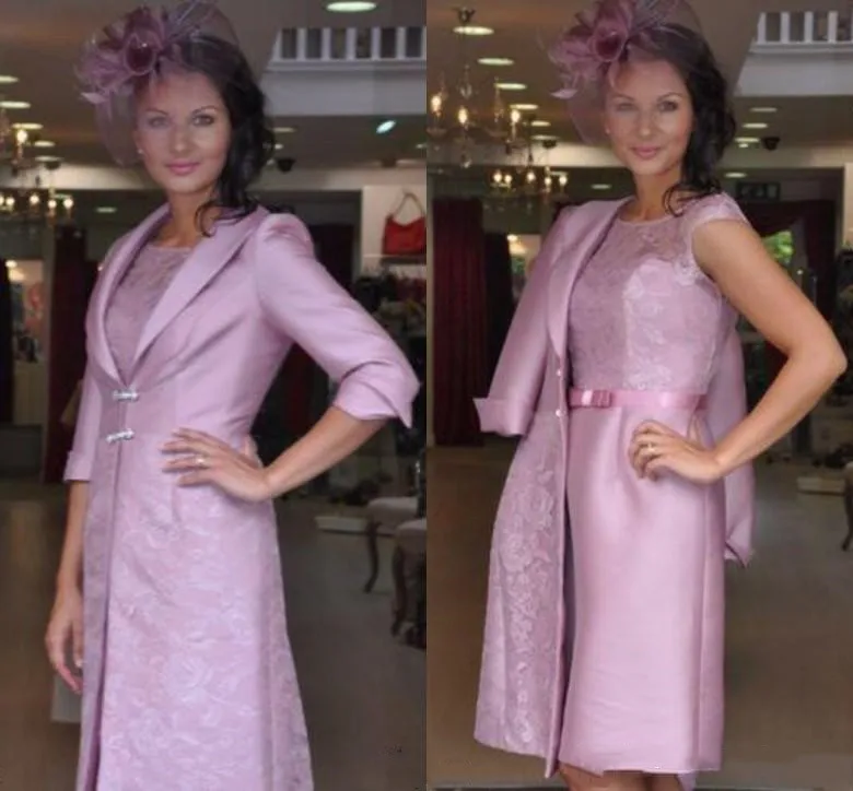 

Arrival Mother of the Bride Dresses With Jackets 2019 vestido de madrinha Lace Knee Length Mother of the Groom Plus Occasion