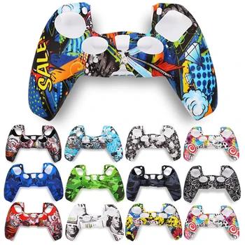 

For PS5 Silicone Handle Sleeve Protective Shell Camouflage Watercolor Case Protective Cover for PlayStation 5 Game Controller