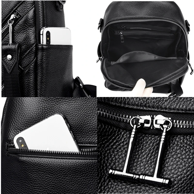 Women's Designer Backpack Casual Back Pack for Women High Quality Genuine Leather Backpacks Female School Bags for Teenage Girls 6