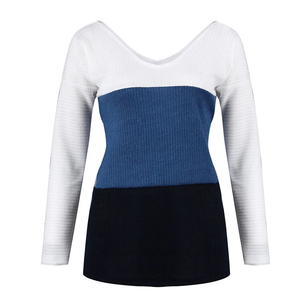 Лоскутный свитер, Женский пуловер, женский зимний джемпер с v-образным вырезом, женский свитер, blusa de frio feminina, pull femme nouveaute