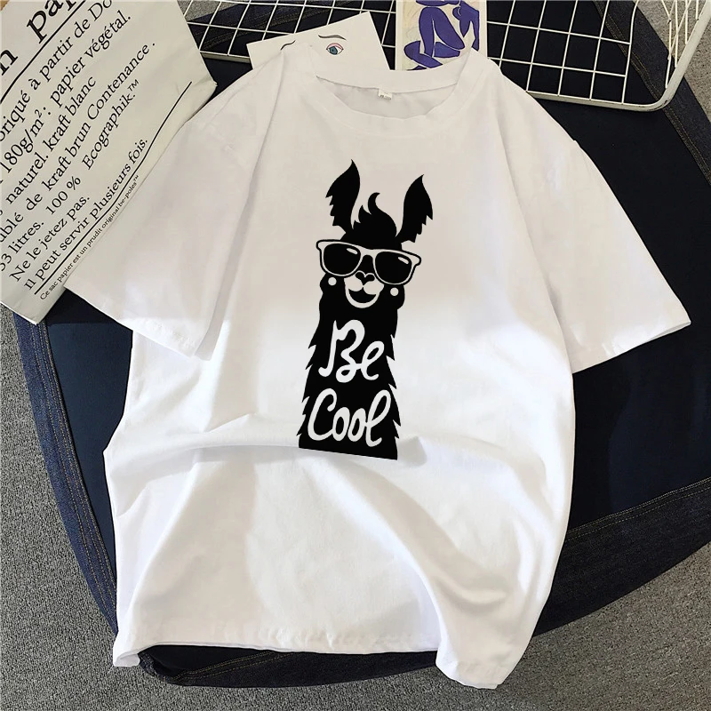 

90s Graphic Rock Top Tees Female Alpaca head T Shirt Women Harajuku Vintage T-shirt Fashion Queen Tshirt