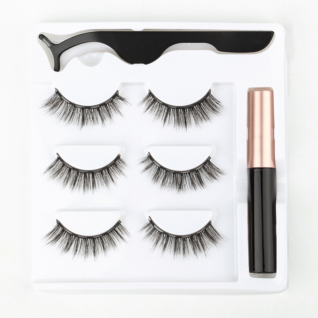 Eyelashes 3D Mink Eyelashes Magnetic Eyeliner Magnetic 3D Lash Short False Lashes Lasting Handmade Eyelash Makeup Tools