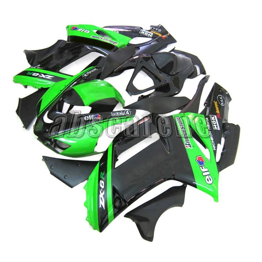 Injection Full Fairing Kit For Kawasaki ZX6R ZX-6R 2007 2008 07 08 ABS Plastic Motorcycle Bodywork Elf Green Black Cowlings New |
