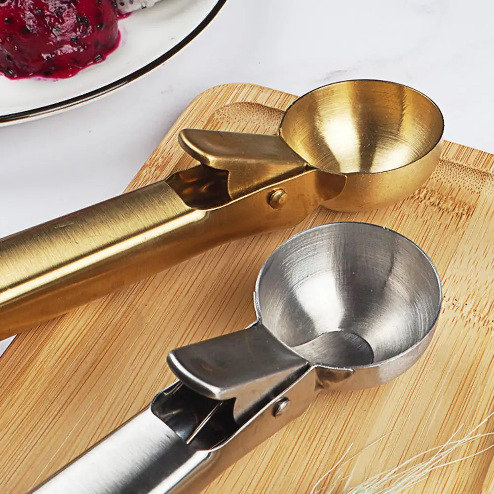 Handle Snowball Scoop Stainless Steel Ice Cream Digger Watermelon Baller Non-Stick Fruit Ice Ball Maker Spoon Kitchen Tools