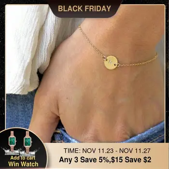 

Gold Filled Disk Bracelet Letter Bracelet Handmade 13MM Coins Jewelry Bracelets Boho Charms Vintage Cheville Anklets Bracelet