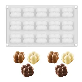 

15 Cavity Cloud Cake Mold Silicone Mousse Moulds Square Bubble Molds for Baking