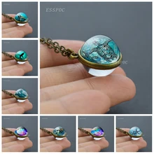 Морской двухсторонний шар ожерелье со стеклянным шариком Морская звезда Раковина Морская Черепаха Декор ювелирные изделия кулон для женщин Подарки