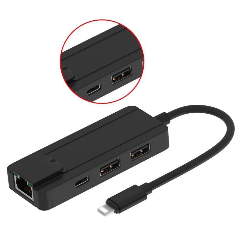 4 в 1 Usb 2 0 концентратор для IOS к RJ45 Ethernet конвертер адаптер LAN Проводная сеть iPhone/iPad