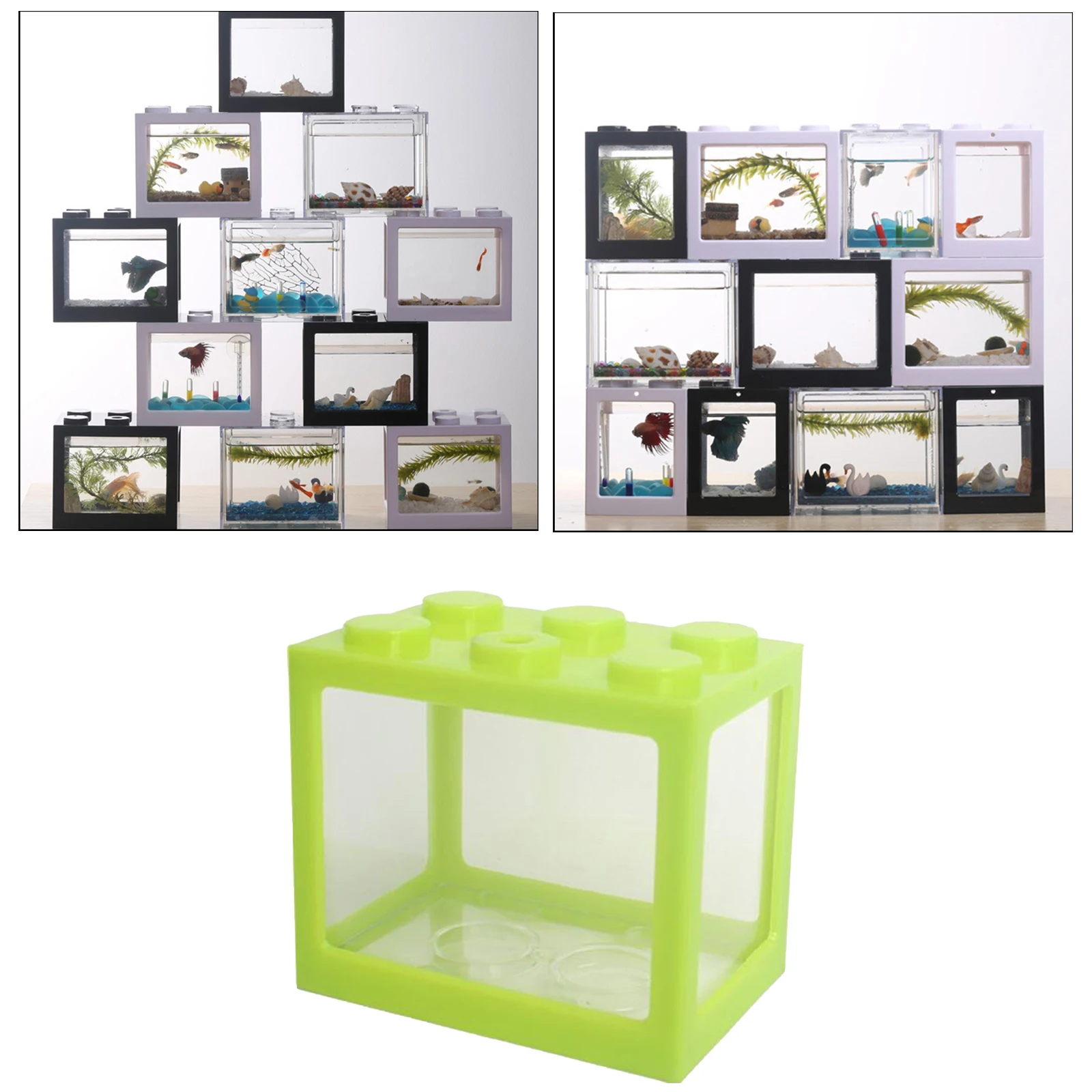 Mini Fish Tank, Desktop Micro-Landscape Fish Tank, Aquarium Kit, Stackable Building Blocks Superimposed Fish Tank