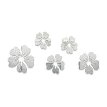 

5pcs/set Hibiscus Flower acrylic Background Wall Stickers TV Wall Stickers Mirror Three-Dimensional Decorative Home Accessories